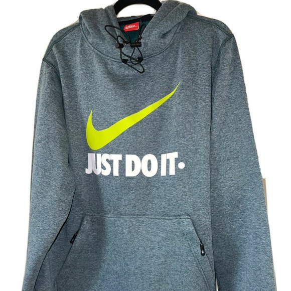 New Grey Nike lime Green/White Logo Print Pullover Hoodie Sz 3XL 1/2 Set